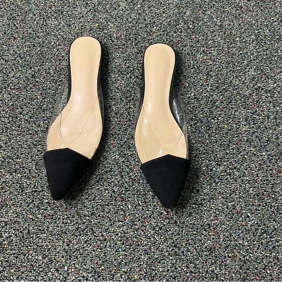 Black & Clear Transparent Vinyl Acrylic Pointed Toe Slides Flat Shoes Sz 6.5/7 - Picture 13 of 16